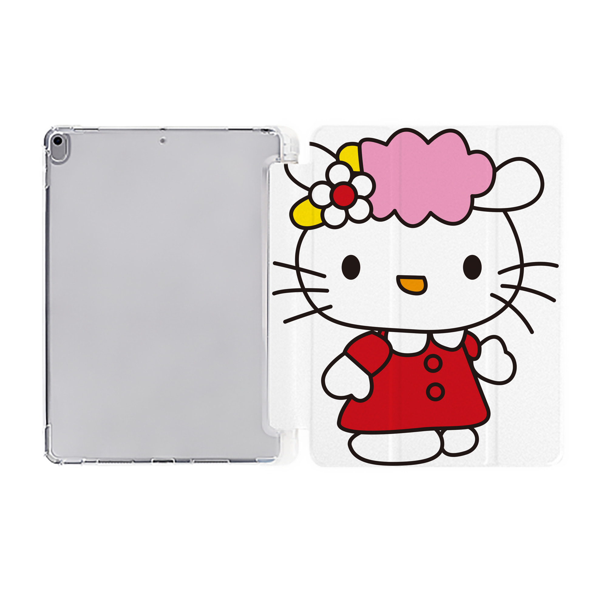 （画像用） Hello Kitty ハローキティ IPad ケース ペン収納付き 三つ折りスタンド PUレザー×シリコン 対応機種9.5/10.5/10.9インチ
